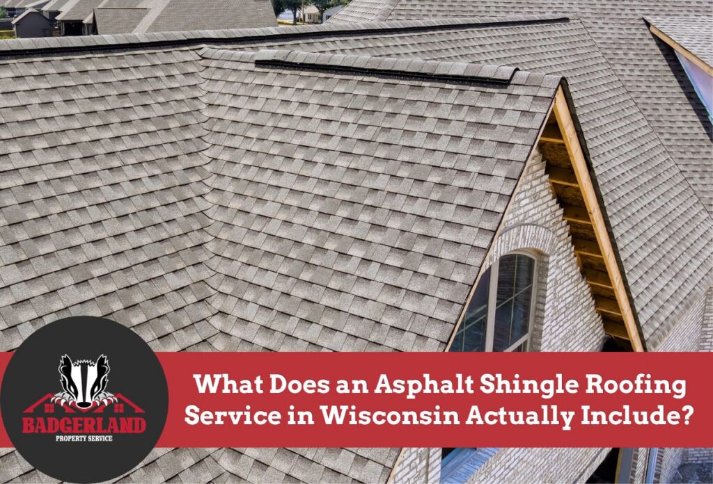 Asphalt shingle roofing on residential property with clear sky view