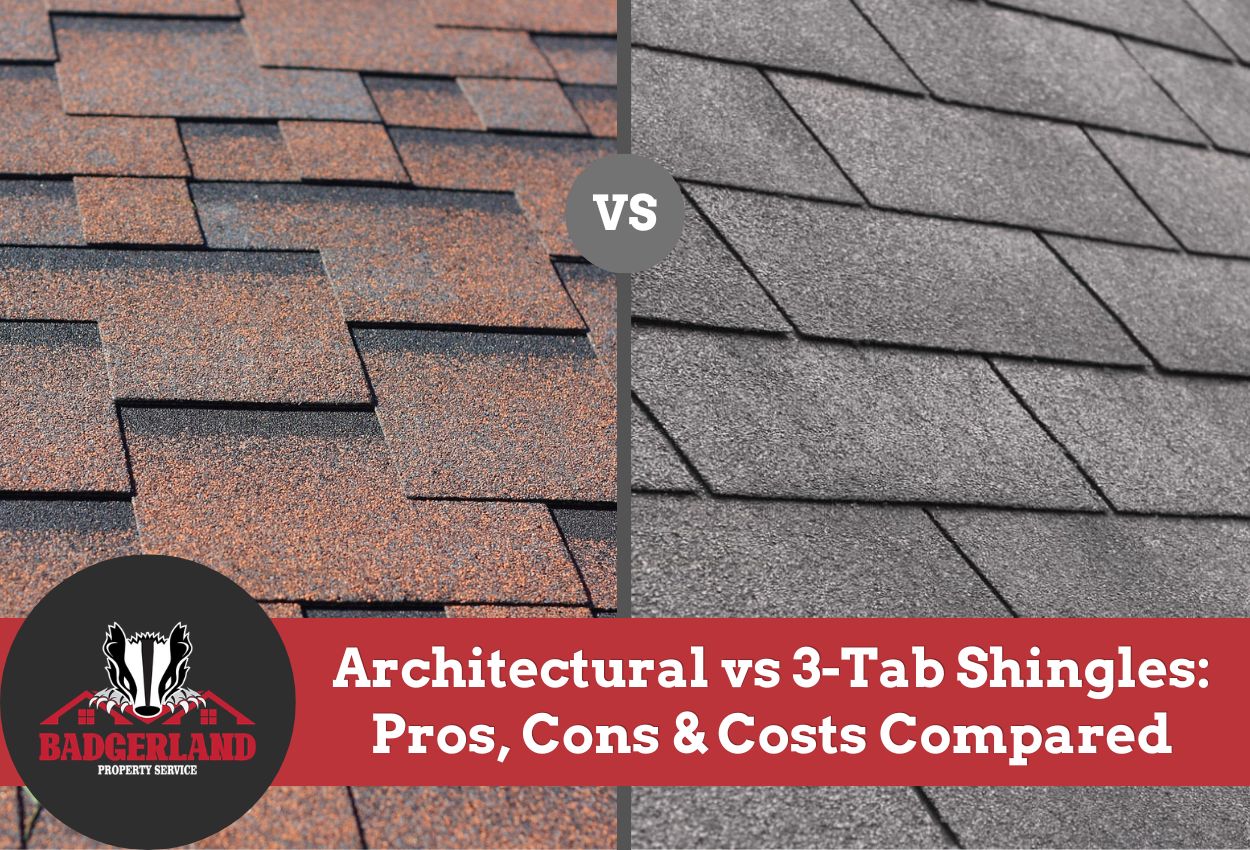 Comparison of architectural vs 3-tab shingles for roofs side by side.